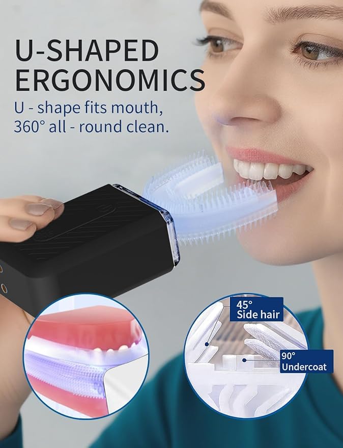 U-Shaped Electric Toothbrush for Adults Toothbrush with IPX7 Waterproof Adult Electric Toothbrush with 4 Clean Modes