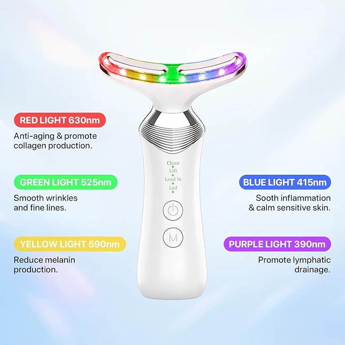 Red Light Therapy for Face and Neck 8-in-1 Led Face Neck Massager for Skin Care