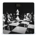 Black and White Chess Scale for Body Weight Safe Rounded Corners Tempered Glass Digital Bathroom Scale LED Display 400lb Capacity Weight Scales with High Precision Sensors