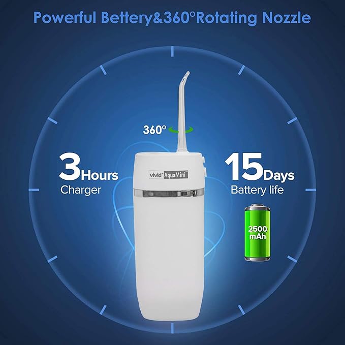 Water Flosser Cordless Dental Oral Irrigator Portable and Rechargeable IPX7 Waterproof 3 Modes Water Flosser with Cleanable Water Tank for Home and Travel Braces &amp Bridges Care