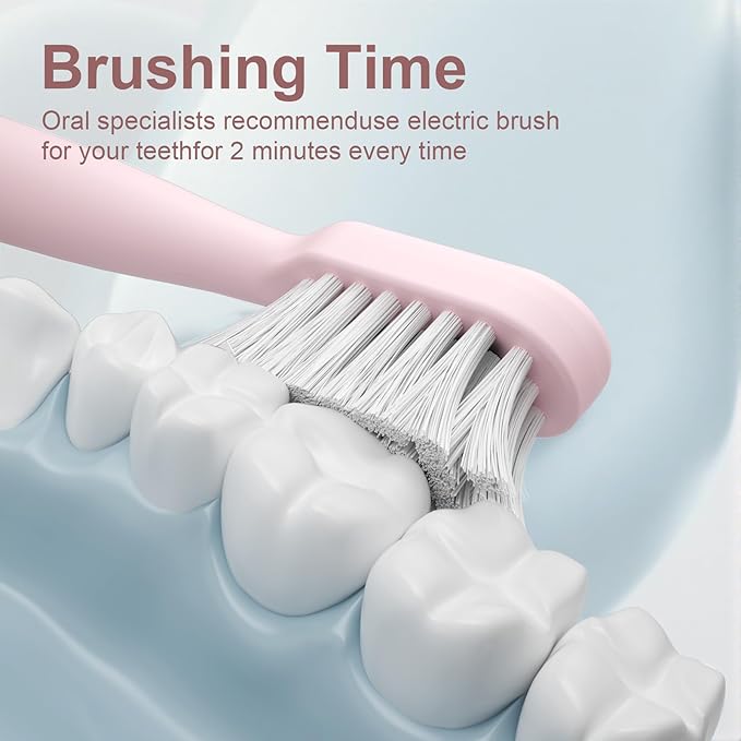 Electric Toothbrush Set for Women with UV Light Drying Holder 8 Brush Heads Smart Timer USB Rechargeable – Soft Pink Edition