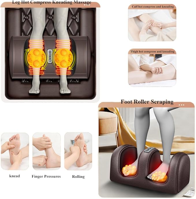 Smart Back Massager With Hot Compress FunctionTo Release Stress And Fatigue10 Vibration Massage Nodes And Chinese Medicine Stretching Round PillowChair Seat Massager For HomeBrown