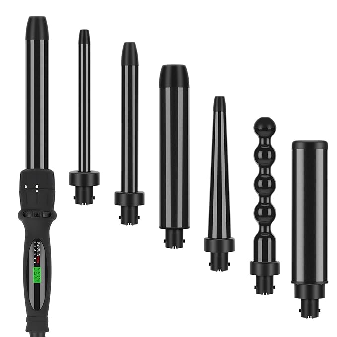 7 in 1 Curling Wand Set Bundle with Air-Sonic Hair Dryer High Speed 110000 RPM Brushless Motor Negative Ions