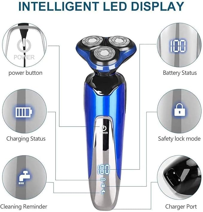 Electric Razor for Men Electric Face Shavers Rechargeable Shaving Men's Razors 4 in 1 Rotary Shavers Beard Nose Trimmer USB Charging