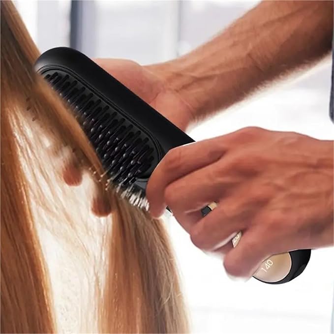 Hair Straightener Brush - Styling &amp Smoothing Comb for Effortless Straight Hair - Heat Pressing Comb for Women(Purple)