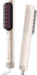 3 in 1 Ionic Hair Straightener Brush with Cool Air Technology Fast Heating Comb Volumizer Anti-Scald with 4 Adjustable Heat Settings Dual Voltage Styling Tool for WomenPink