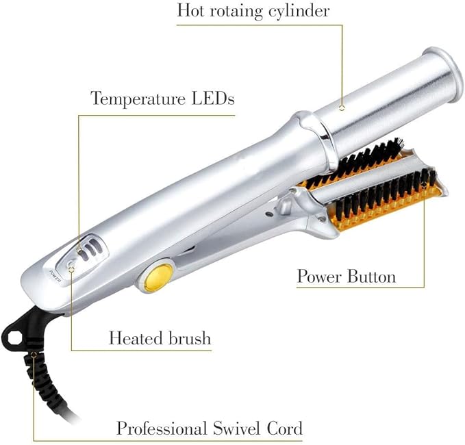 Professional Hair Straightening Hair Tools Styling Comb Iron Curling Iron Straightener&ampCurler Styler 2 in 1 Multi Hair Styling Tool Flat Iron with Brush for All Hair Types
