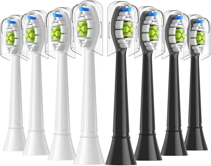 8Pcs Replacement Toothbrush HeadsCompatible for Philips Electric(4White 4Black)