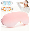 Eye Massager with Heat and Cooling for Migraines – 14 Massage Nodes for Eye Strain Relief Rechargeable Bluetooth Music Improve SleepEye Strain Relief Birthday Gifts for Women and Men(Pink)