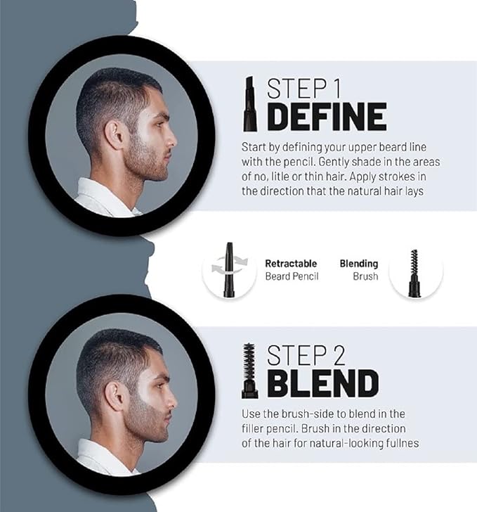 VOID Homme 4 Beard Filler Pens for Men with Instant 4 Beard Pencils (Dark Brown) Easy Beard Pen Liner Beard Filler Pen for Beard Filling Pen Kit &amp Waterproof Beard Marker