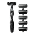 AUGER 5-Blade Razor Combo Pack with Holder and 6 Replacement Blades (Kai Corporation) AUGER Shaver Replacement Blades for Men and Men