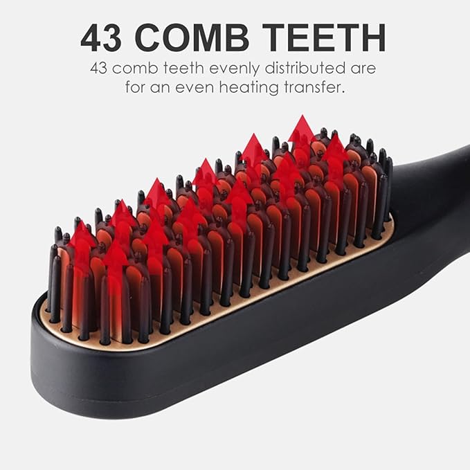 Electric Beard Straightening Comb Multifunctional Beard Straightener Brush for Men 100‑240V Grooming Gifts for Men (US Plug)