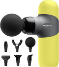 Morelax Mini Massage Gun Portable Deep Tissue Muscle Percussion Massager Electric Handheld Sport Massager with 6 Massage Heads 4 Speed Best Gift (Yellow)