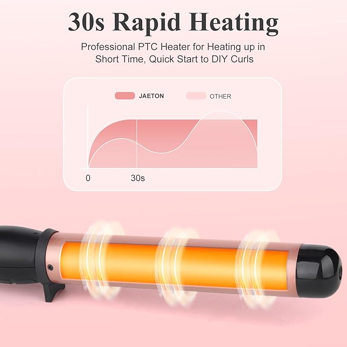 Hair Curling Wand 32mm Curling Iron Professional Ceramic Hair Curler Wand Big Curls Adjustable Digital Temperature Dual Voltage Auto Shut-Off (no Fixing Clip)