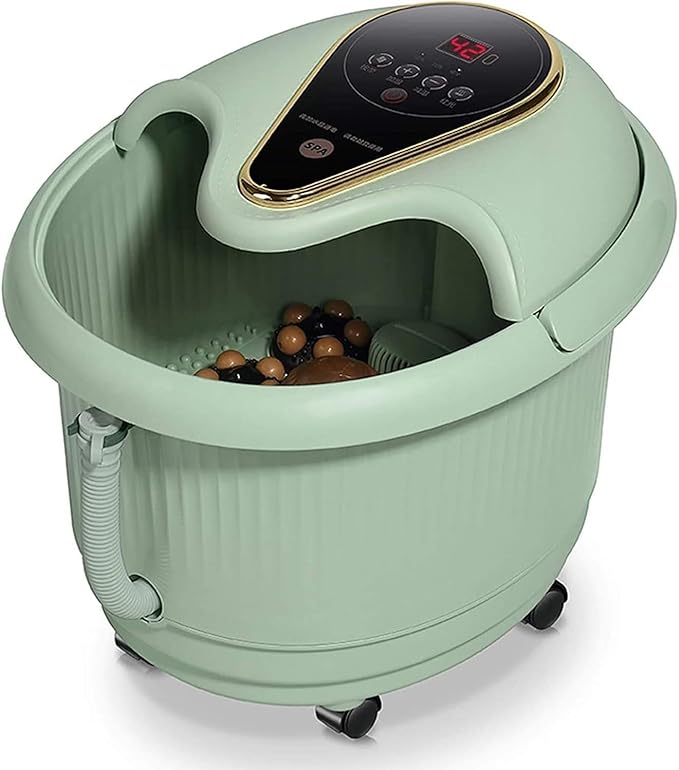 Foot Spa Massager Heated Foot Bath with 6 Massaging Rollers Adjustable Temperature Fumigation and Soaking Foot Bath Over The Calf | Red Light Heating | Time Setting | Household Thermostatic