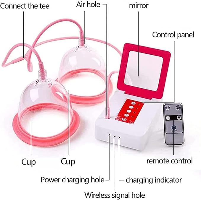 Electric Breast Massager Breast Beauty Instrument Nipple Enlargement Beauty Double Cup Massager Fat Firming Skin Bust Lift Up MachineD Cup