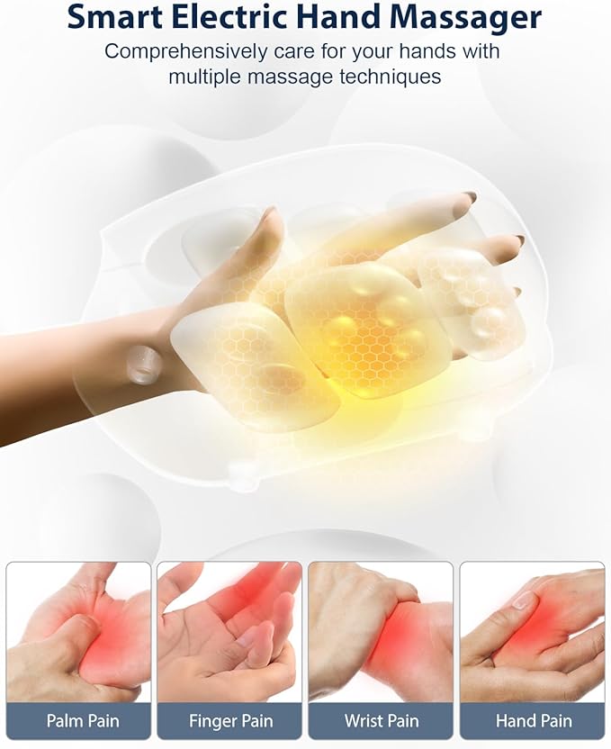 CINCOM Gifts for WomenHand Massager with Heat and Compression for ArthritisPain Relief &amp Finger Numbness(Blue)
