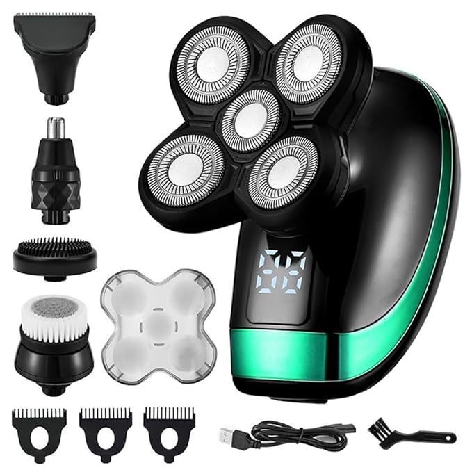 Head Shavers for Bald Men 5 in 1 Multi Grooming Kit Digital Display Electric Shaver Hair Trimmer Beard Electric Razor Wet Dry Men Facial &amp Body Shaving Machine