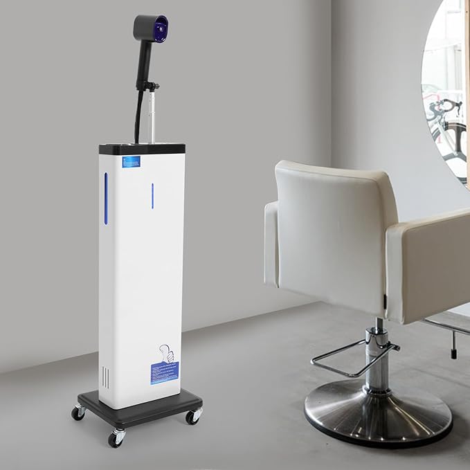 Electric Nano Hair Steamer 3 in 1 Deep Conditioning Hair Care Machine with Nano Spray Micro Mist Nano Hair Steamer Blue Light Standing Hair Color Processor for Beauty Salon 1300W (White)