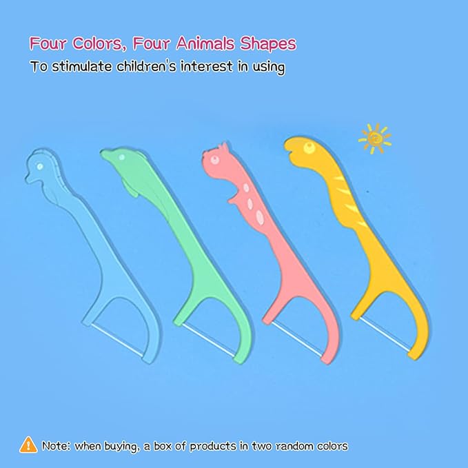 Kids Flossers with Automatic Pop Up Kids Floss Case Soft Floss Designed for Kids has a More Inclined Entrance Angle Colorful and Cute Animal Shapes Designs Kid Dental Floss