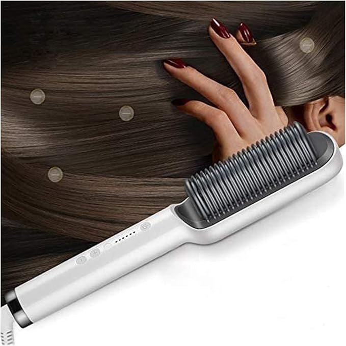 Hair Straightener BrushCeramic Hair Straightening Brush Anti-Scald &amp Auto-Off-for Salon at Home