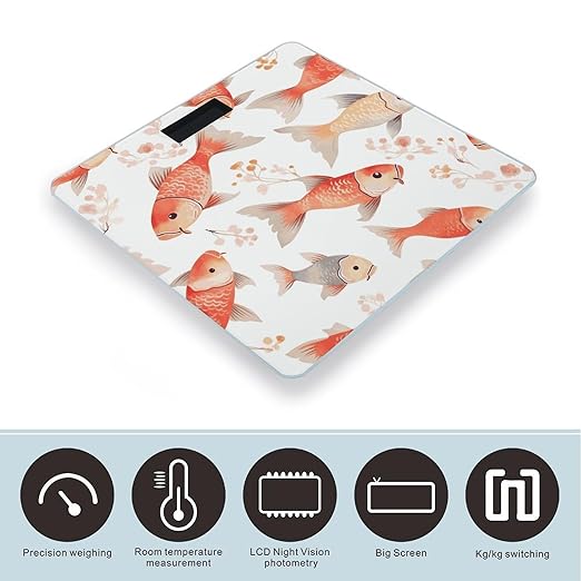 Fish Smart Scale for Body Weight Accurate Bathroom Scale with LED Display Digital Weight Scales Weighing Machine High Precision Scales for Bath Home