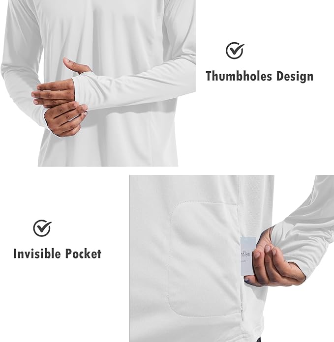 baleaf Men's Sun Protection Hoodie Shirt UPF 50+ Long Sleeve UV SPF T-Shirts with Mask Rash Guard Fishing Lightweight