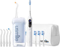 【5-in-1 Bundle】 usmile C10 Portable Water Flosser Blue Y20 PRO AI Smart Electric Toothbrush White Standard Nozzles Replacement Brush Heads &amp Travel Case – Complete Oral Care Set for Home &amp