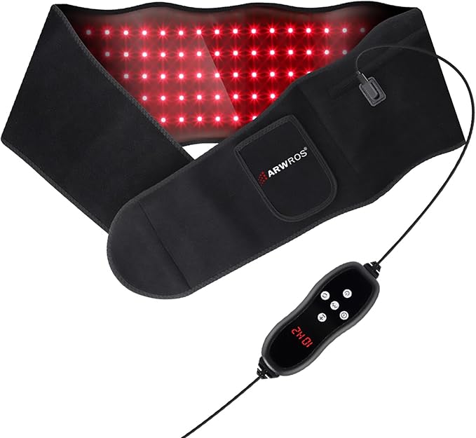 Red Light Therapy Belt - 660nm &amp 850nm Wavelength Red Light Therapy Wrap Near-Infrared Light Belt for Back 5 Brightness Levels 5 Vibration Levels Timer