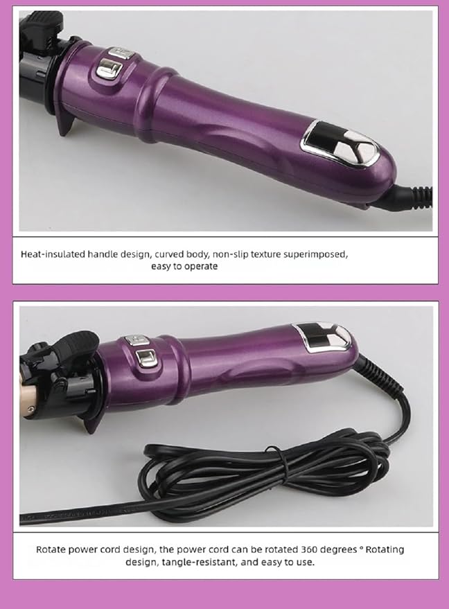 Fully Automatic Curling Iron Digital Temperature Display Adjustable from 100-230 ℃ Easy to Create Natural Curls. (Purple 32MM)