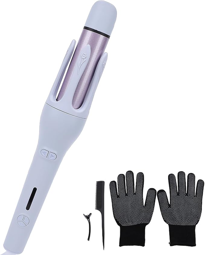 Yinhing 2 in 1 Flat Iron Hair Straightener and Curler 3 Temperature Settings 160 180 200 Rotating Power Cord with Comb 2 Clips and Gloves for All Hair Types Women (Purple)