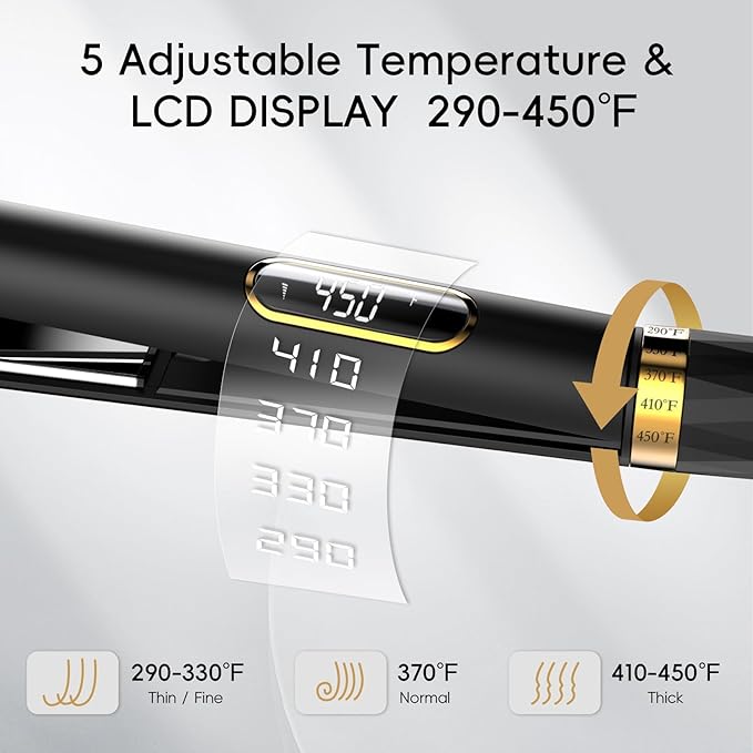 Nicebay Flat Iron Hair Straightener 1 Inch Titanium Hair Straightener &amp Curler Fast Heating5 Temp Settings Negative Ion TechnologyTravel-Friendly Smooth Salon Design