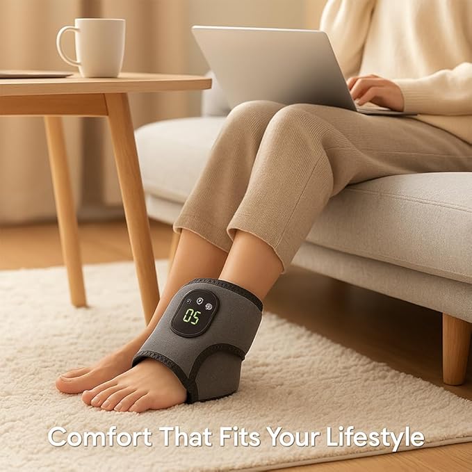 Foot Massager 3 in 1 Foot Massager Wireless &amp Portable Triple Method Heated Ankle Wrap with 3 Vibration Modes 5 Heat Level for Relaxation (1 PCS)