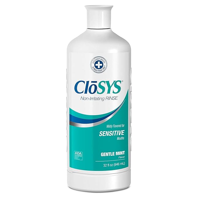 CloSYS Healthy Gums Oral Rinse Mouthwash - 32 Fl Oz &amp Sensitive Mouthwash 32 Ounce Gentle Mint Alcohol Free Dye Free pH Balanced