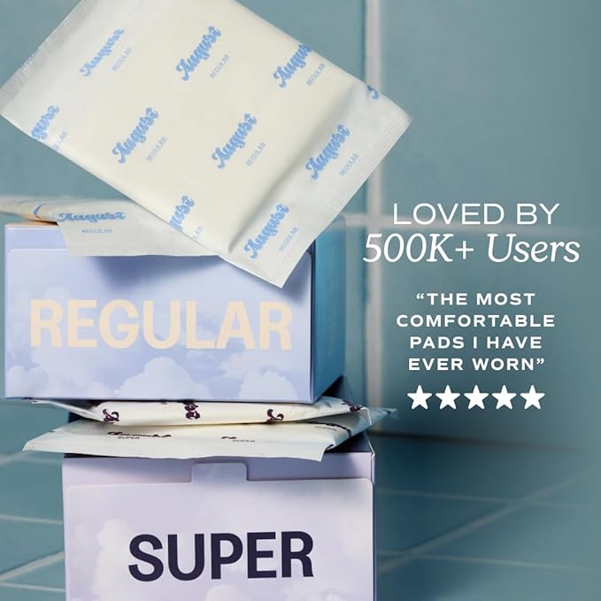 August Regular &amp Super Organic Pads + Cotton Liners Bundle - 74-Pack (36+38) Ultra-Thin Menstrual Pads with Wings + Organic Cotton Panty Liners Non-Toxic Fragrance-Free &amp Hypoallergenic