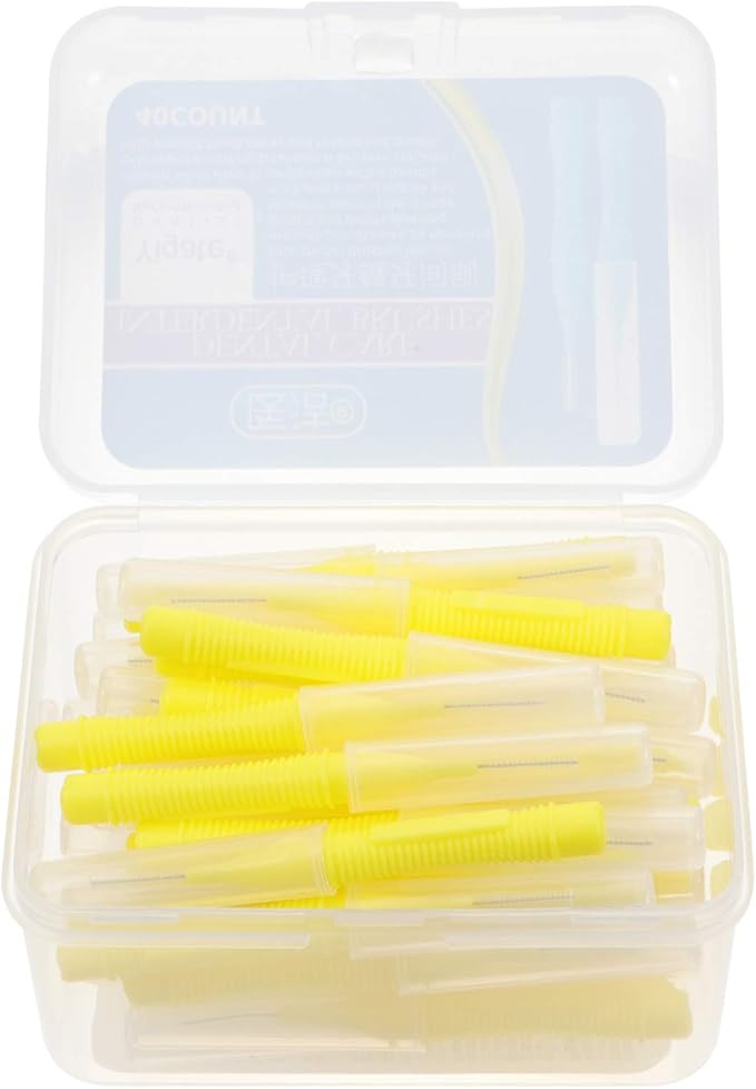 EXCEART 40pcs Interdental Picks Dental Brush Picks Dental Floss Interdental Cleaners Yellow 0.4mm
