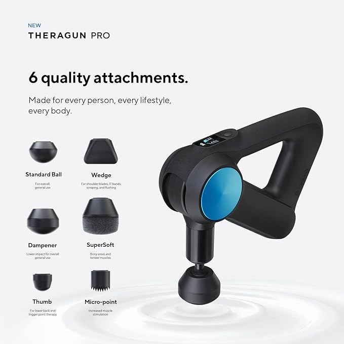 TheraGun Pro Handheld Deep Tissue Massage Gun - Bluetooth Enabled Percussion Massage Gun &amp Personal Massager for Pain Relief &amp Circulation in Neck Back Leg Shoulder and Body (Black - 5th Ge