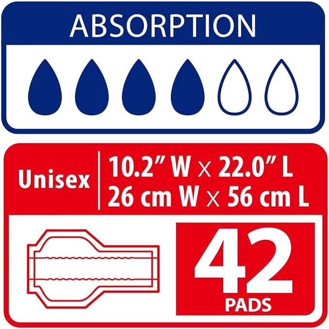 Refré Adult Diaper Insert Pads for Night - Unisex Booster Liners for Tabbed Briefs with Odor Control &amp Leak Protection - 600cc Absorbent Incontinence Pads 11x19.3 (42 Count)