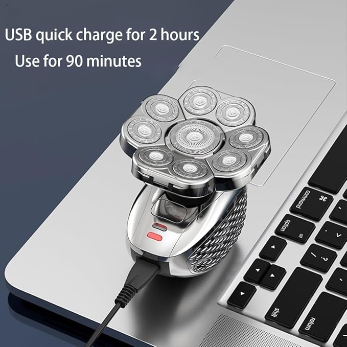 Electric Shavers for Men 6 in 1 Men's Bald Head Electric Shaver 9 Blades Floating Heads Beard Nose Ear Hair Trimmer Clipper Facial Brush Rechargeable Razor