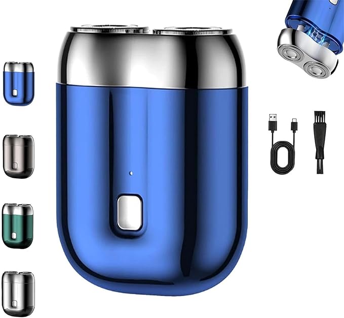 2025 New Upgrade Pocket Shaver USB Mini Shavers for Men Rechargeable Waterproof Electric Razor Smartly Razor for Men Pocket Size Washable Double Head Electric Razors (Blue)