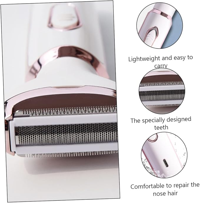 1set USB Rechargeable Female Nose Hair Trimmer Dehairing Tool Electric Nose Cleaning Device for Eyebrows Sideburns and Ear Hair Removal White