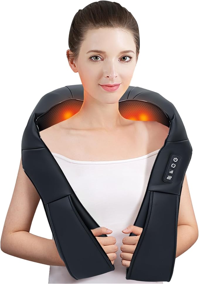 MYTHIA Neck Massager Back Massager and Shoulder Massager Electric 3D Deep-Kneading Shiatsu Massager with Heat- Effective Muscle Pain Relief at Home Office and in The Car