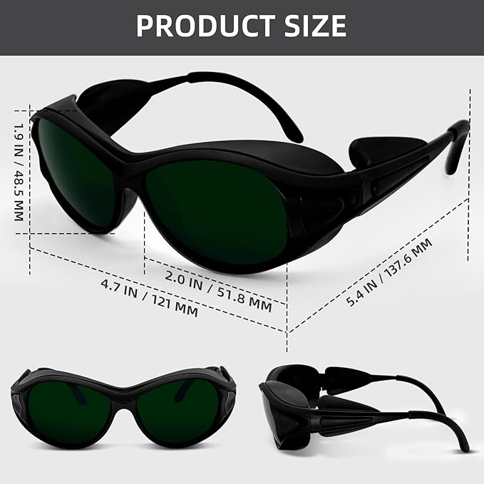 Wrap Around Side Shields &amp TR90 Frame Laser Safety Glasses ANSI Z87.1 for Welding/Red Light Therapy