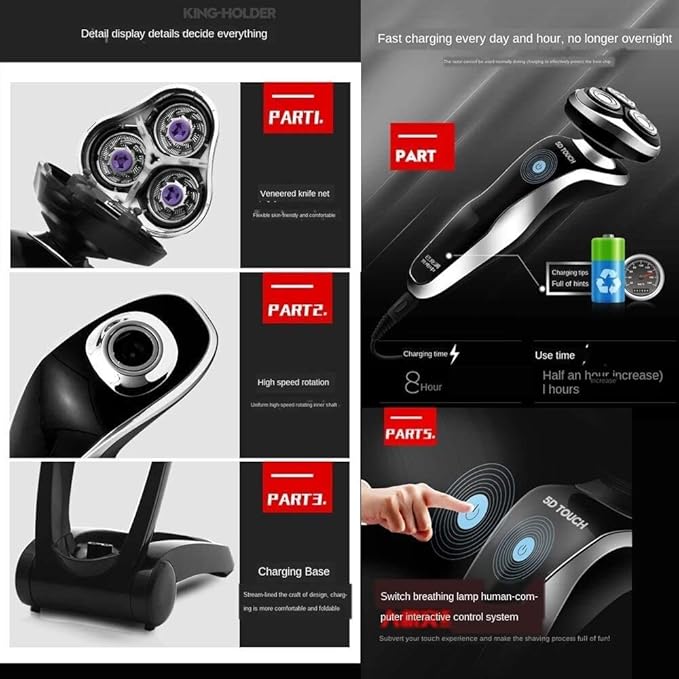 Electric Shavers for MenDry Wet Waterproof Mens Facial Shaver Portable Face Shaver Cordless Travel Fast Charging Waterproof Mens Electric Razor