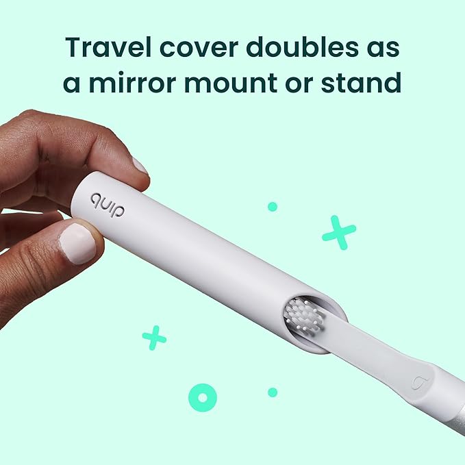 quip Sonic Toothbrush for Adults with Timer - Includes Extra Brush Head and Travel Cover Mount - Electric Soft Bristle Refill Head Plastic Handle 3 Month Battery Life - Travel Toothbrush - Lavender