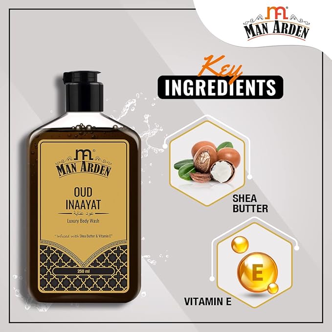 Man Arden Oud Inaayat Luxury Body Wash Infused With Shea Butter &amp Vitamin E 250ml