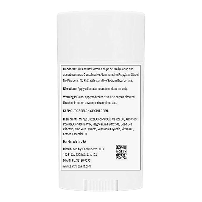 Magnesium Deodorant Vegan Natural Organic Dead Sea Minerals &amp Aloe Vera For Sensitive Skin 24hr Protection Aluminum Free Paraben Free Baking Soda Free Cruelty Free - For Men &amp Women (Lemon