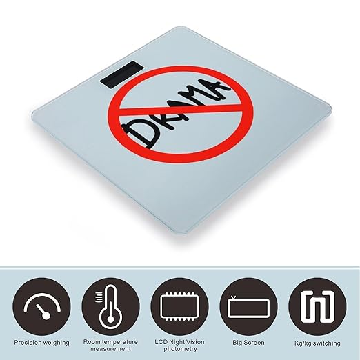 Have Funny No Drama Digital Bathroom Scale for Body Weight Lighted LCD Display Round Corner