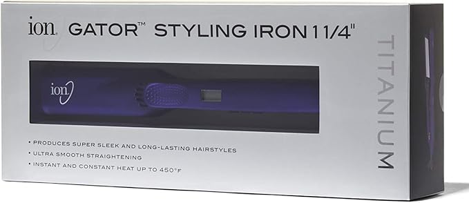 ion Titanium Gator Digital Flat Iron 11/4 Inch Straighten Curl or Flip Hair Heats up to 450°F Digital Display Dual Voltage