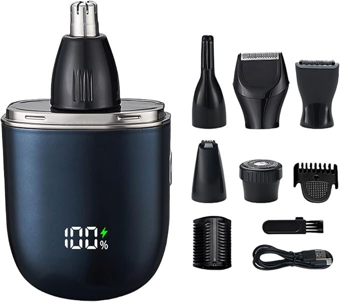 Multifunctional Hair Removal Tool with 6pcs Attachments Beard Shaver Hair Trimmer USB Charging for Travel Ear and Eyebrow Grooming Kit